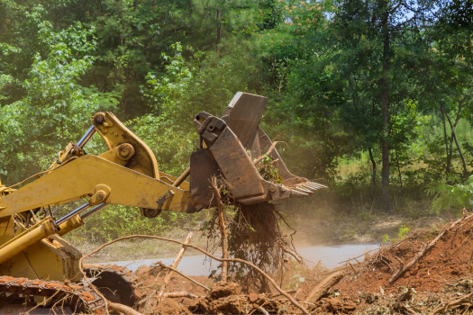 Equipment used to clear and develop land for new buildings