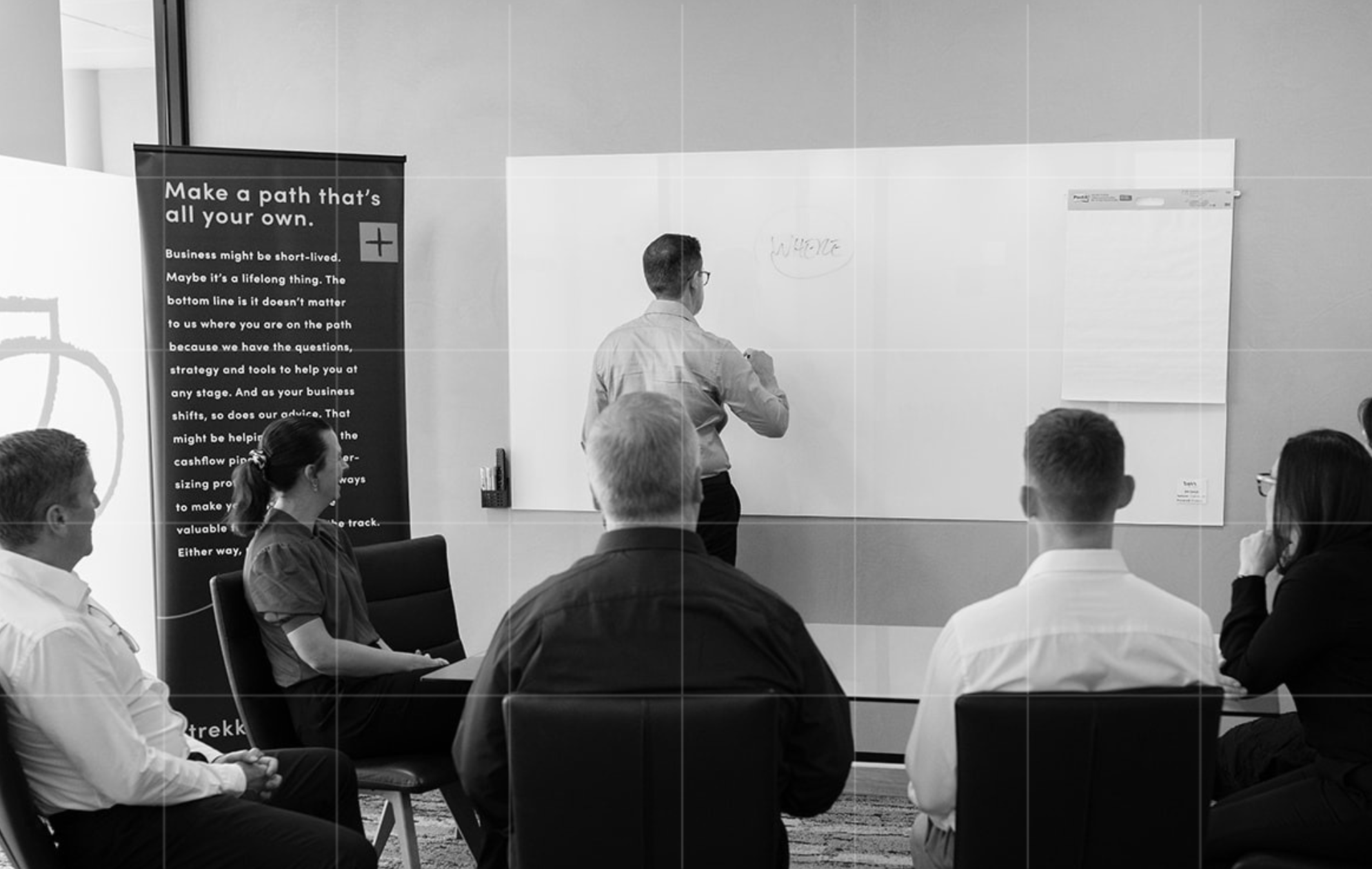Business advisor leading a strategy session at Trekk Advisory's Brisbane office